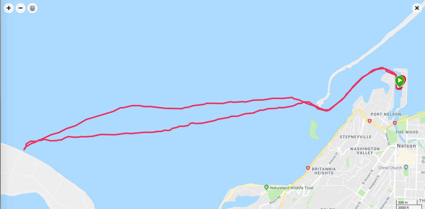 Route Marina to Rabbit Island return